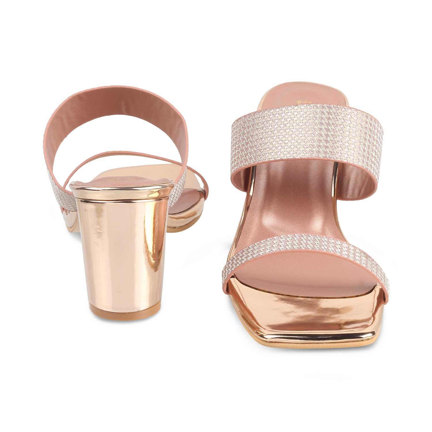 The Babilos Champagne Women's Dress Block Heel Sandals - Tresmode