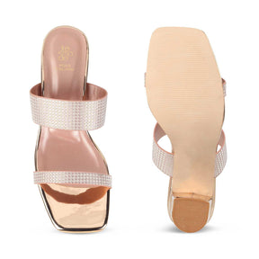 The Babilos Champagne Women's Dress Block Heel Sandals - Tresmode