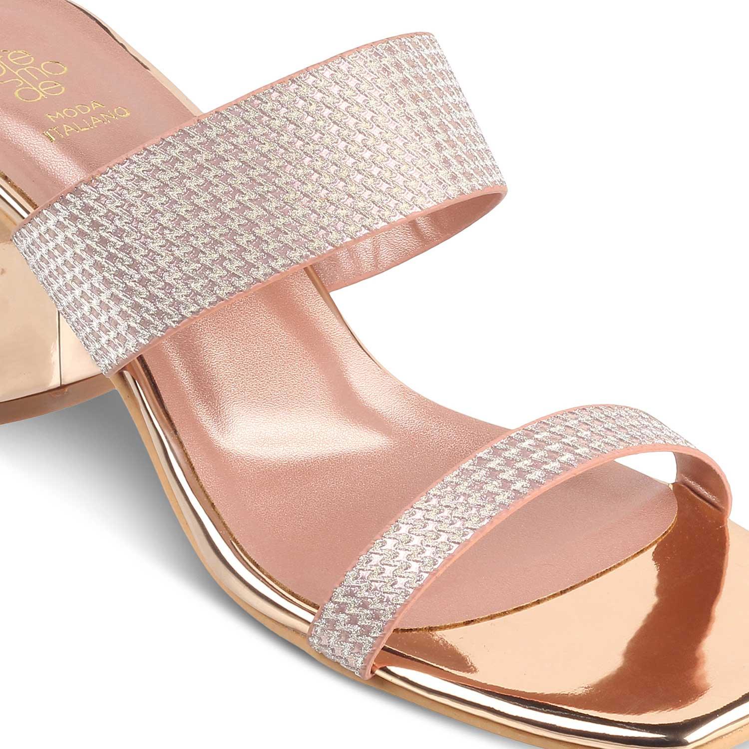 The Babilos Champagne Women's Dress Block Heel Sandals - Tresmode