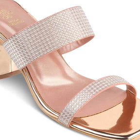 The Babilos Champagne Women's Dress Block Heel Sandals - Tresmode
