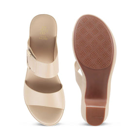 The Baza Beige Women's Casual Block Heel Sandals Tresmode - Tresmode