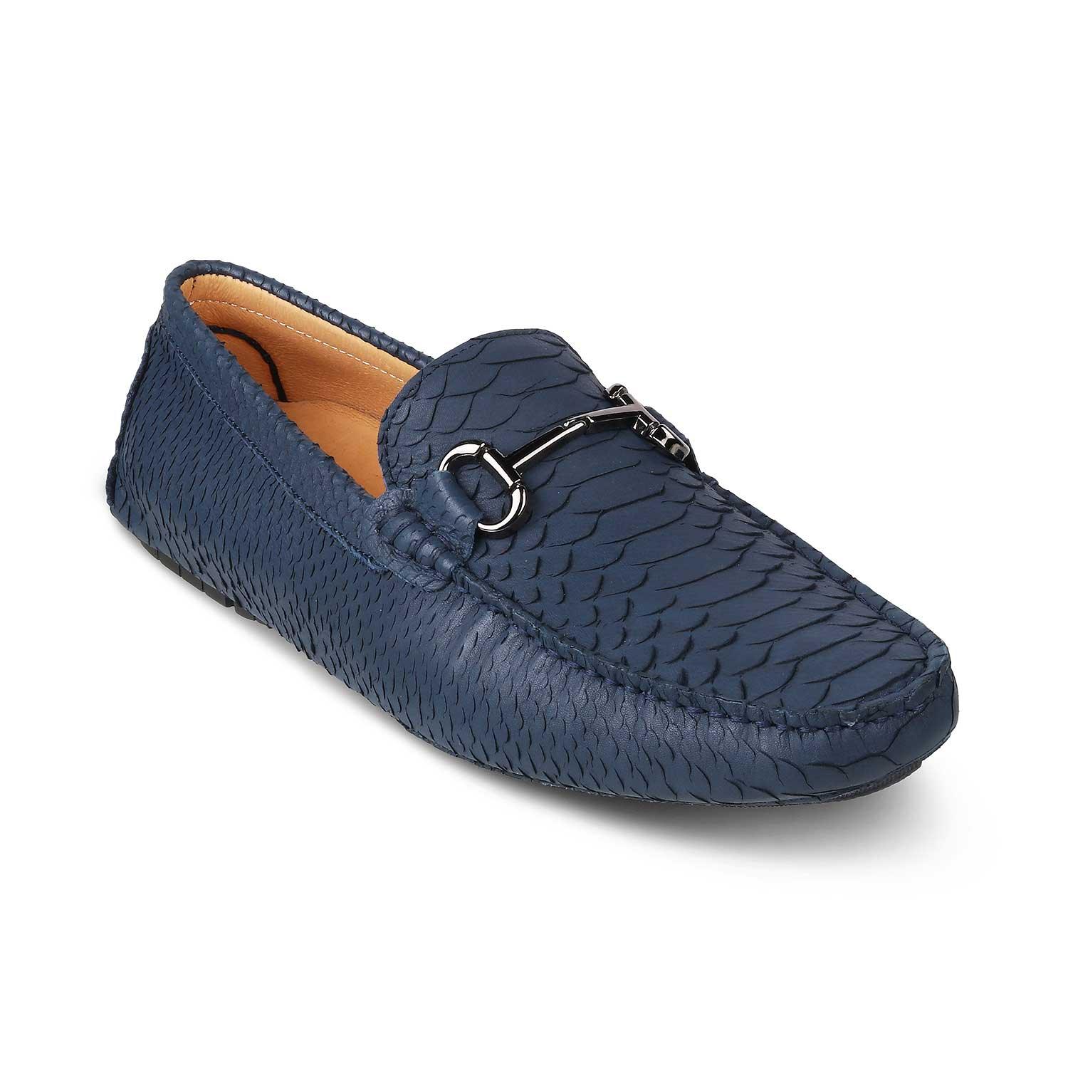 The Billion Blue Men's Leather Driving Loafers Tresmode - Tresmode