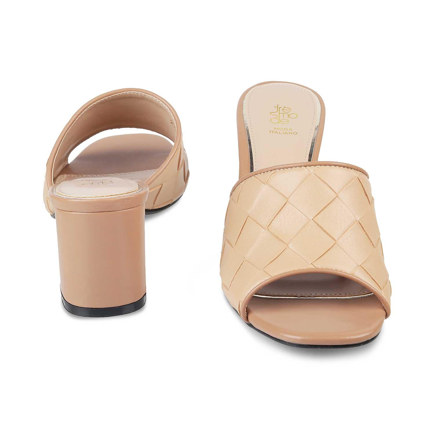 The Cardish Beige Women's Dress Block Heel Sandals Tresmode - Tresmode