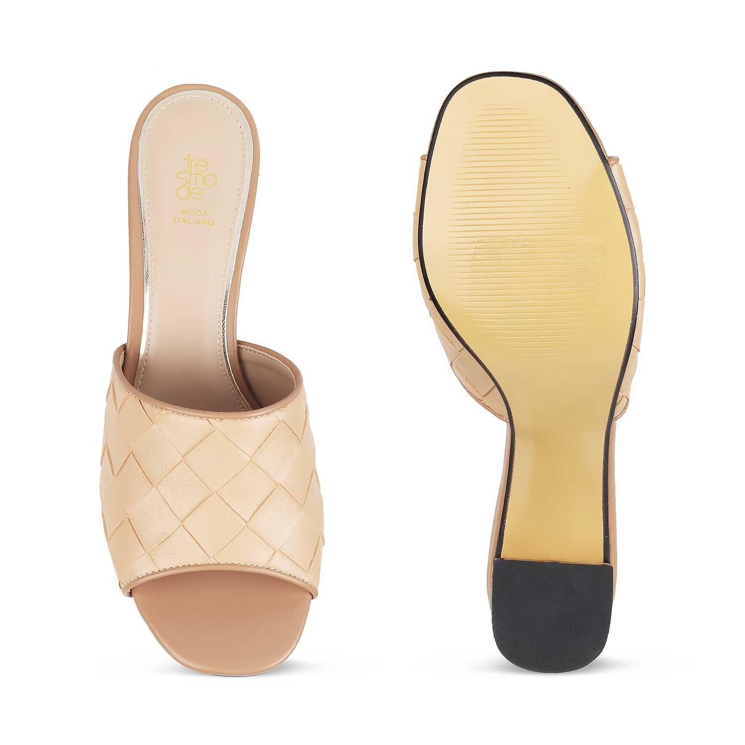 The Cardish Beige Women's Dress Block Heel Sandals Tresmode - Tresmode