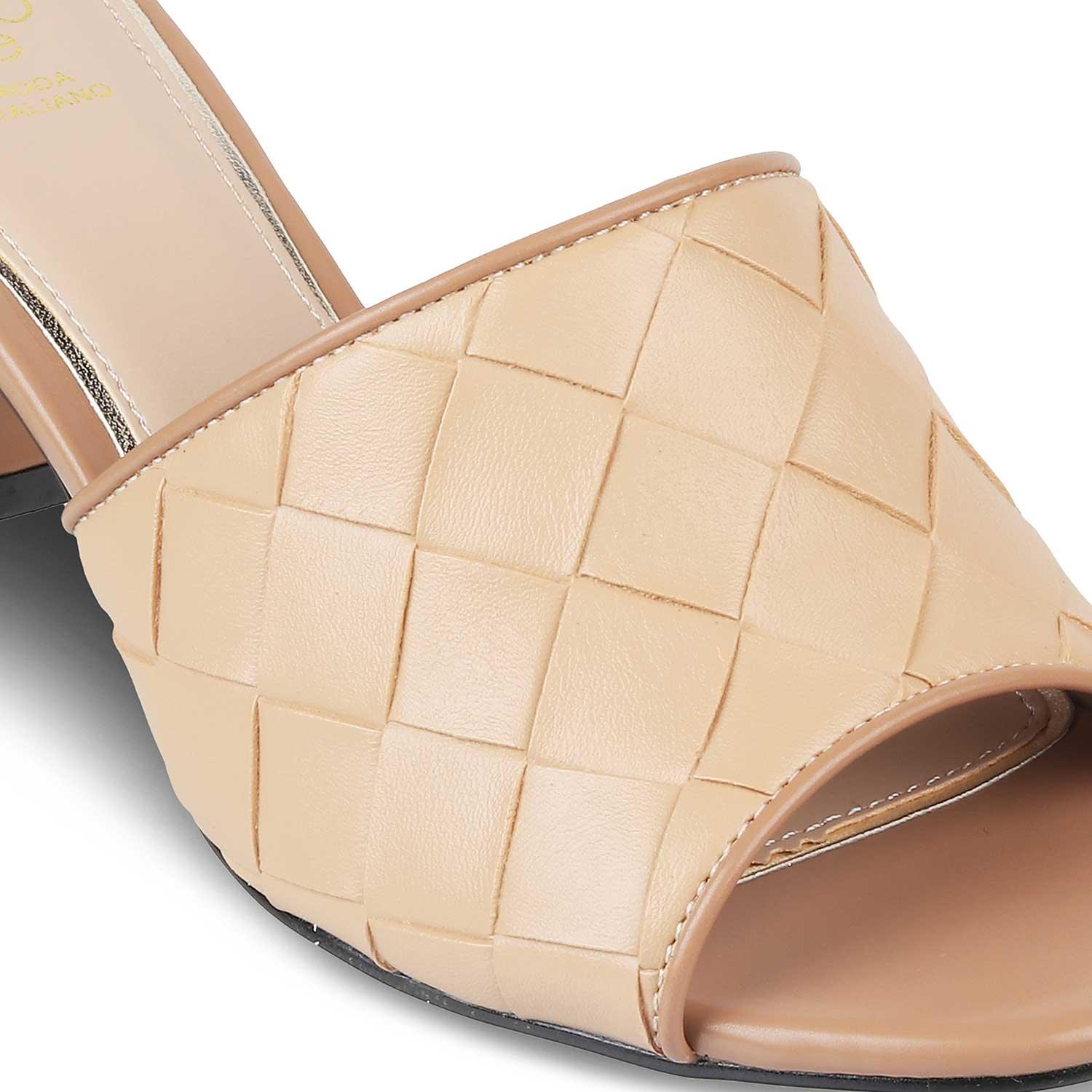 The Cardish Beige Women's Dress Block Heel Sandals Tresmode - Tresmode