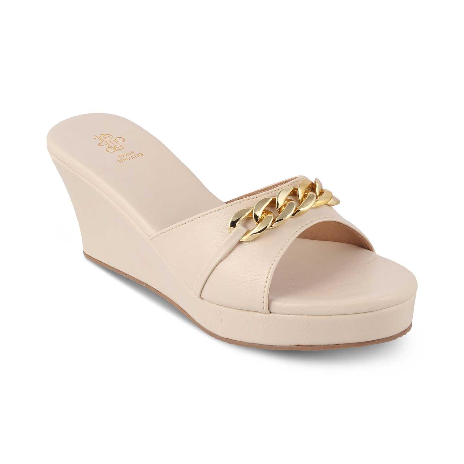 The Chain New Beige Women's Dress Wedge Sandals Tresmode - Tresmode
