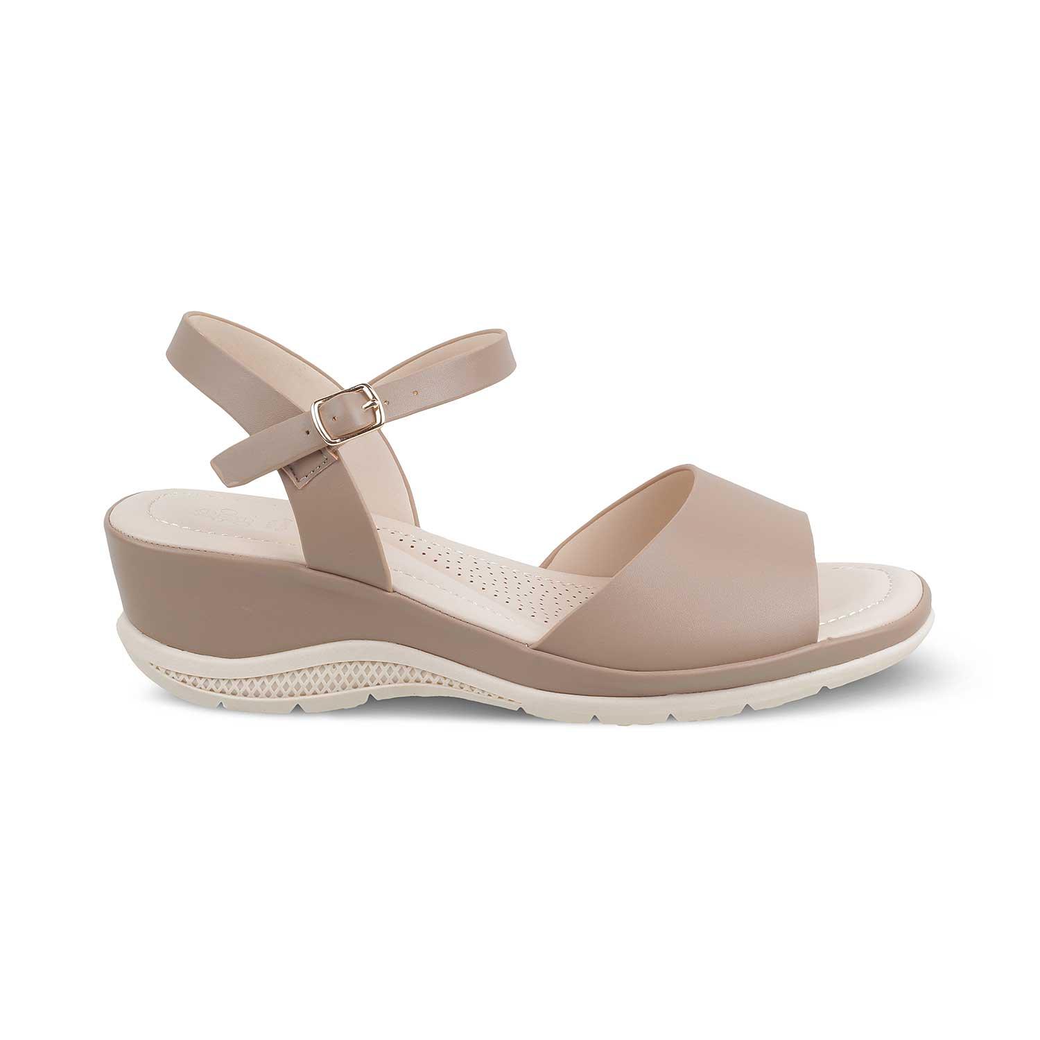 The Clej Beige Women's Casual Wedge Sandals Tresmode - Tresmode