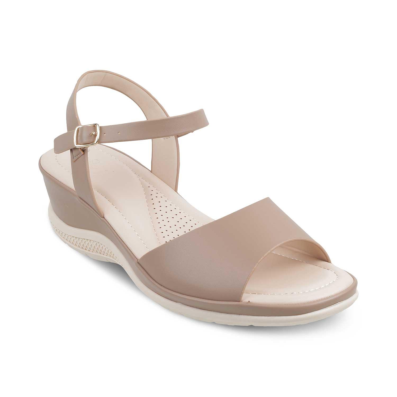 The Clej Beige Women's Casual Wedge Sandals Tresmode - Tresmode