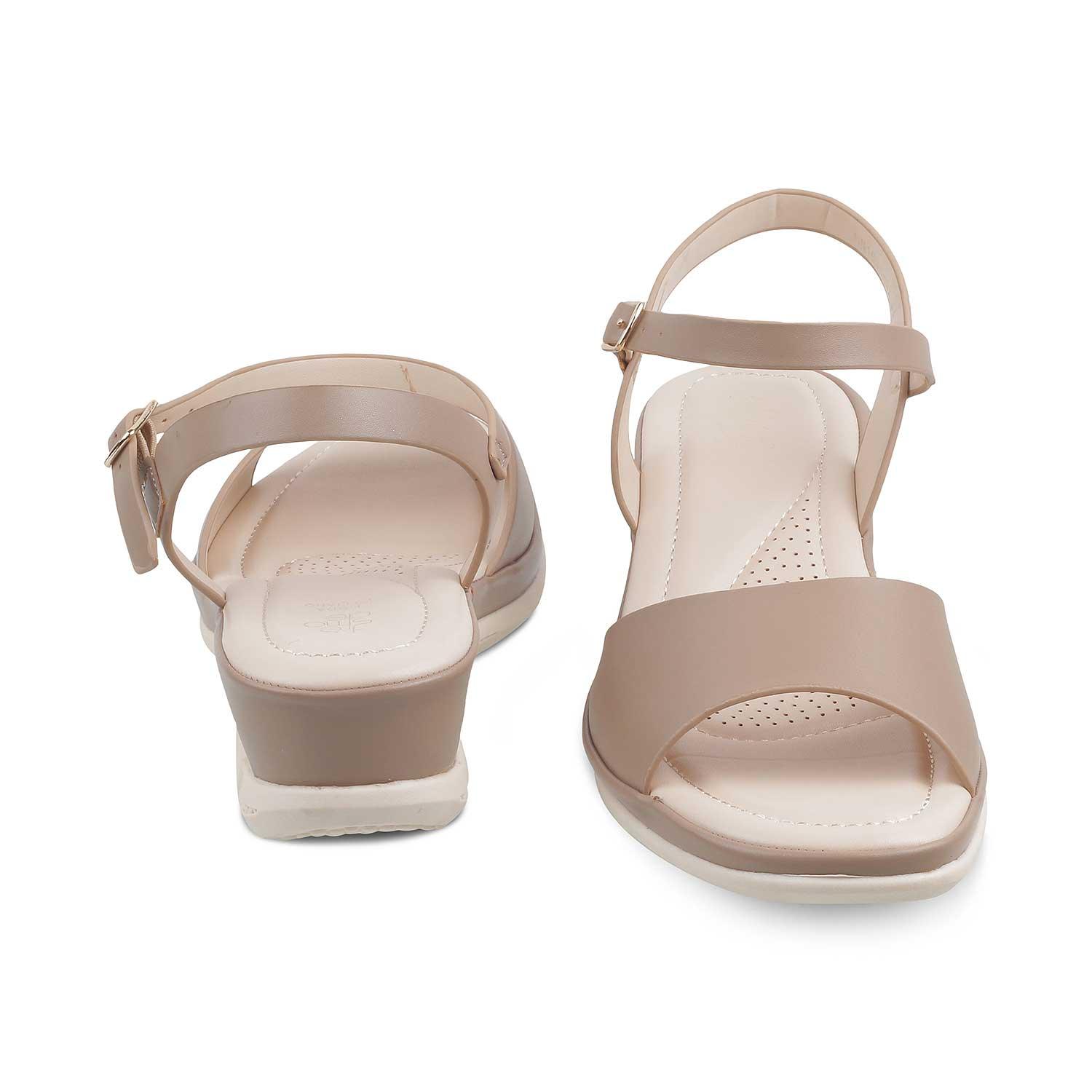 The Clej Beige Women's Casual Wedge Sandals Tresmode - Tresmode