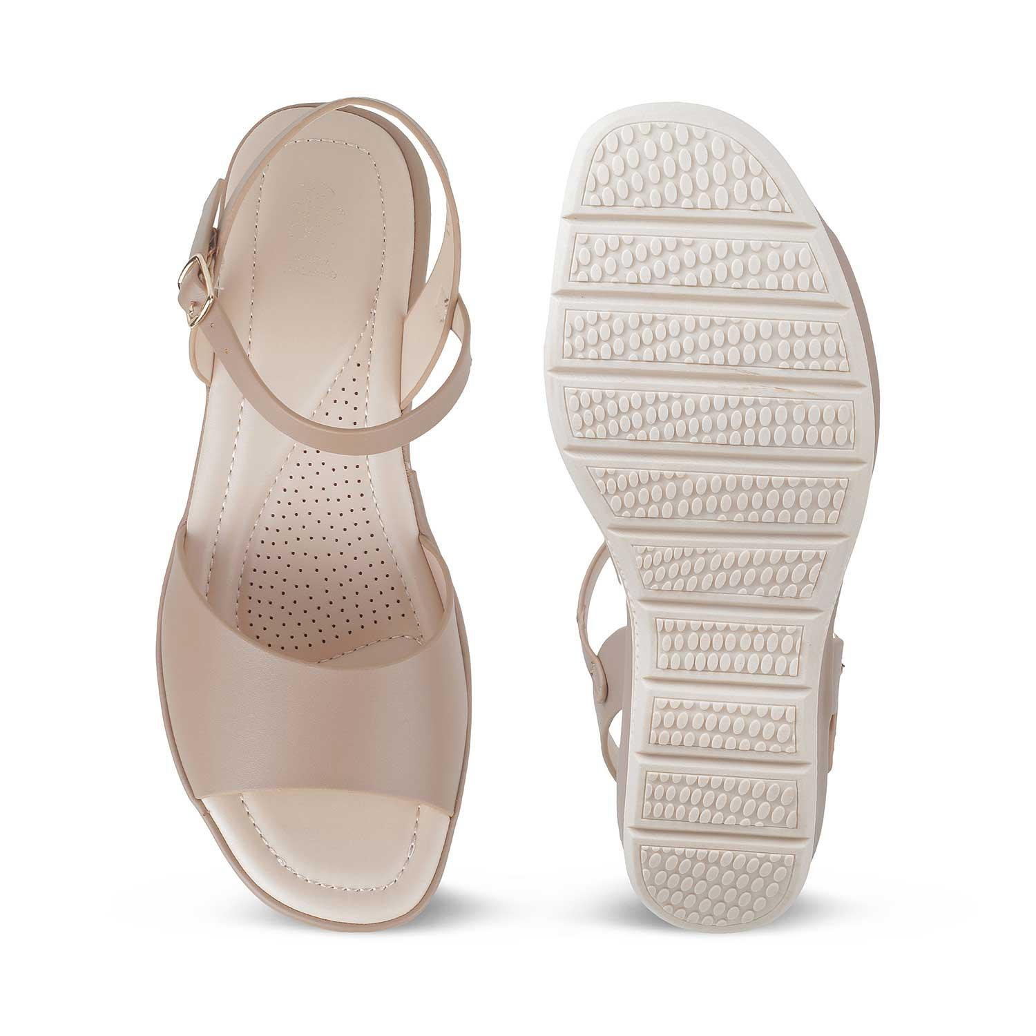 The Clej Beige Women's Casual Wedge Sandals Tresmode - Tresmode