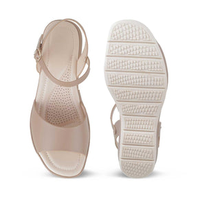 The Clej Beige Women's Casual Wedge Sandals Tresmode - Tresmode