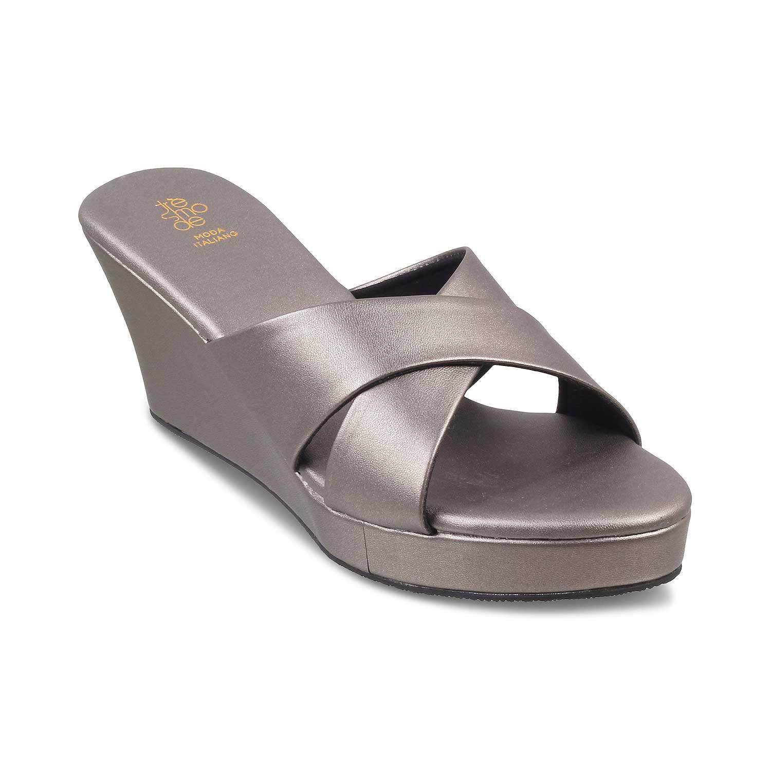The Montpr Pewter Women's Dress Wedge Sandals Tresmode - Tresmode