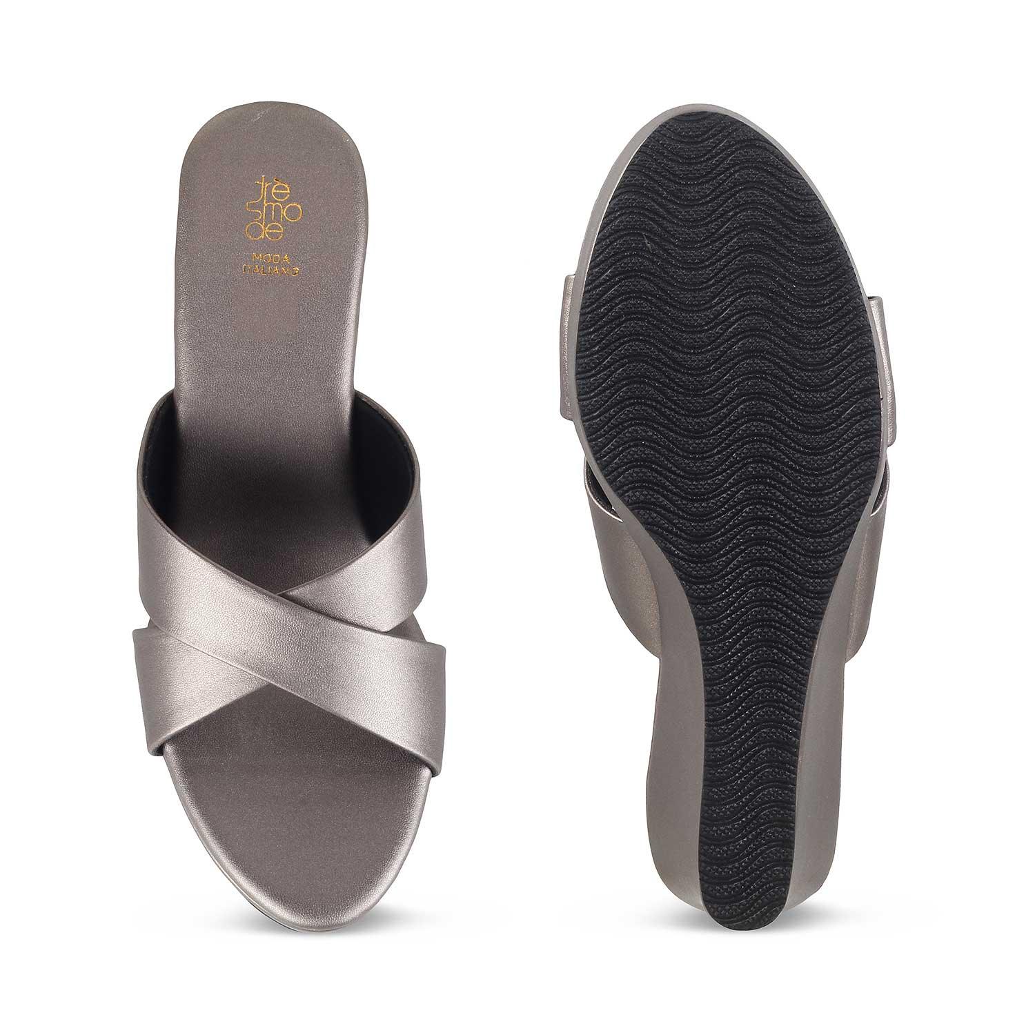 The Montpr Pewter Women's Dress Wedge Sandals Tresmode - Tresmode