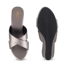 The Montpr Pewter Women's Dress Wedge Sandals Tresmode - Tresmode