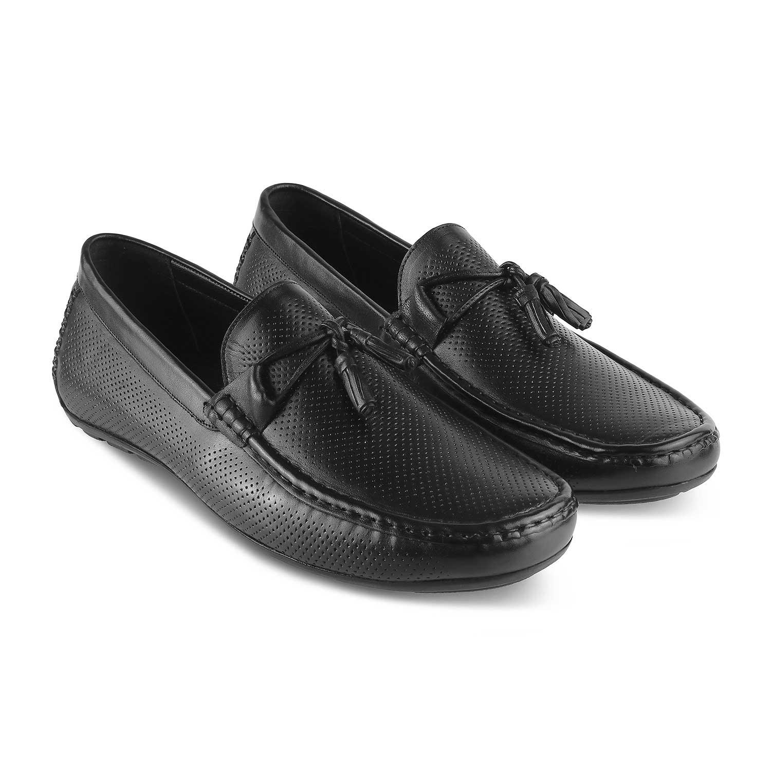 The Otie Black Men's Leather Loafers - Tresmode