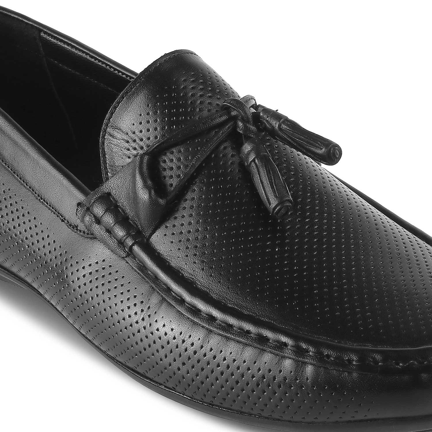 The Otie Black Men's Leather Loafers - Tresmode