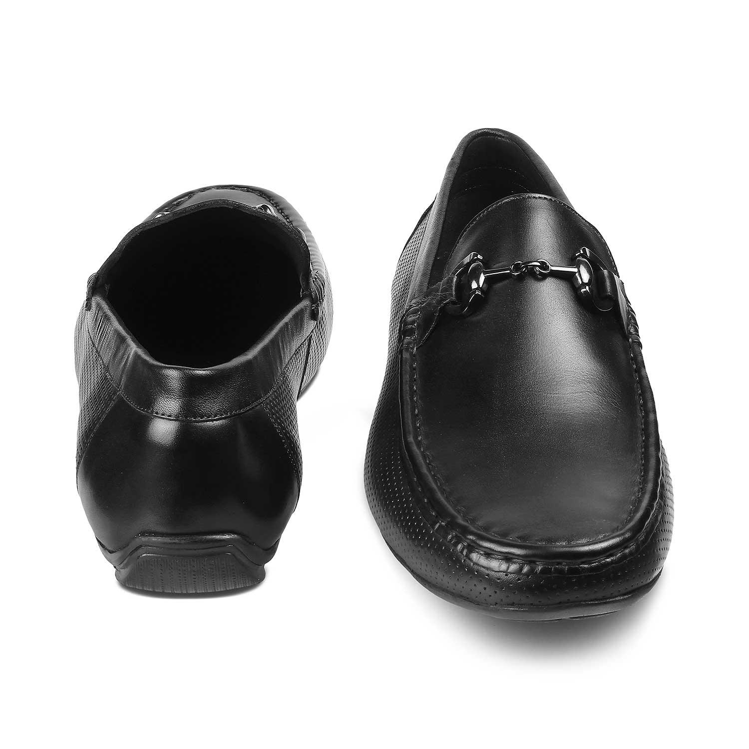 The Otterdam Black Men's Leather Driving Loafers - Tresmode