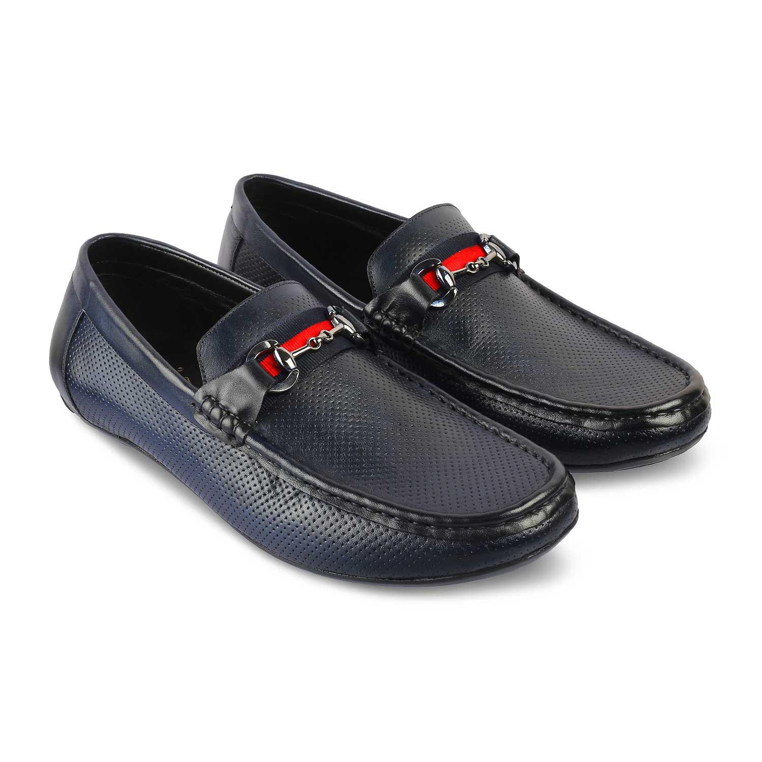 The Rottervam Navy Mens Driving Leather Loafer - Tresmode