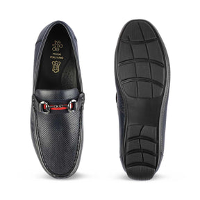 The Rottervam Navy Mens Driving Leather Loafer - Tresmode