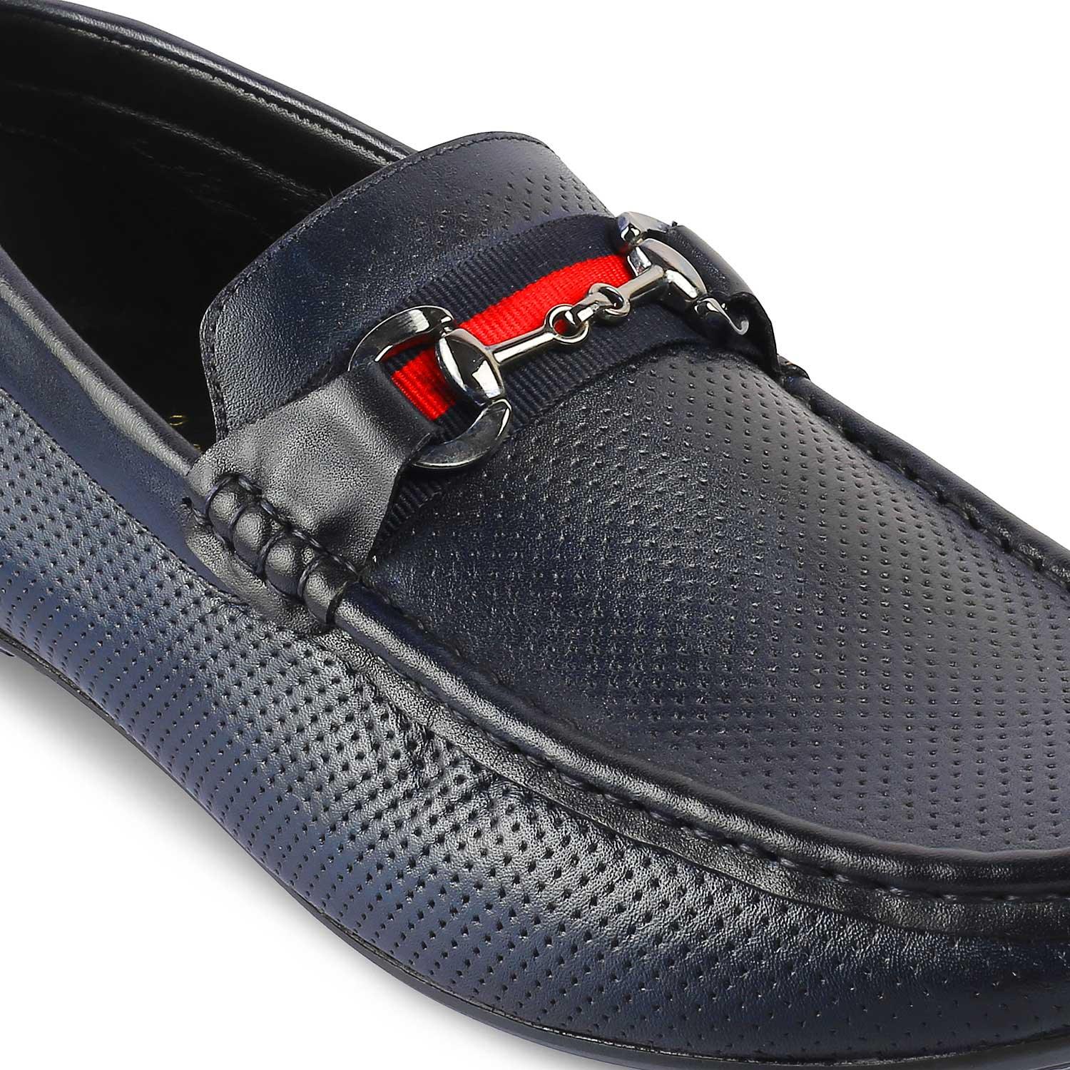 The Rottervam Navy Mens Driving Leather Loafer - Tresmode