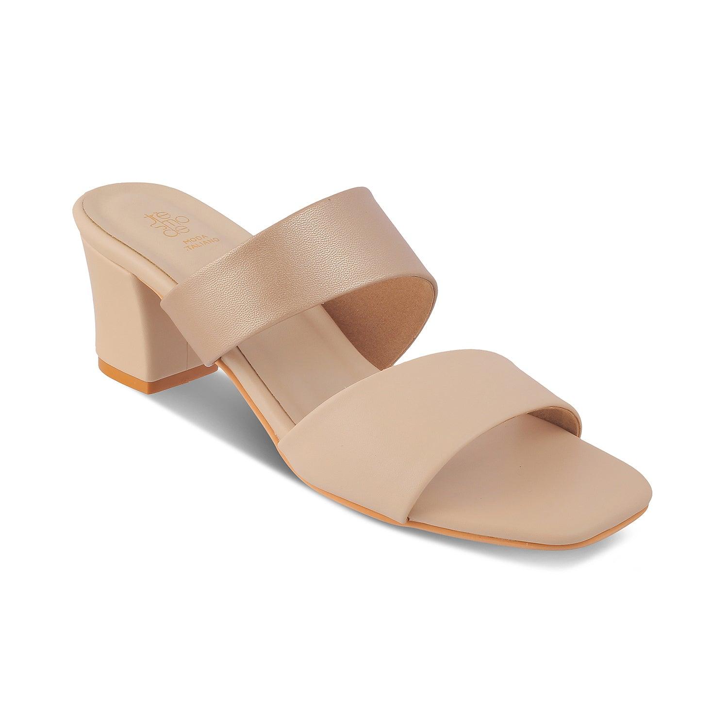 The Satania Beige Women's Dress Block Heel Sandals Tresmode - Tresmode