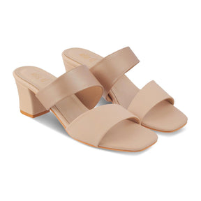 The Satania Beige Women's Dress Block Heel Sandals Tresmode - Tresmode