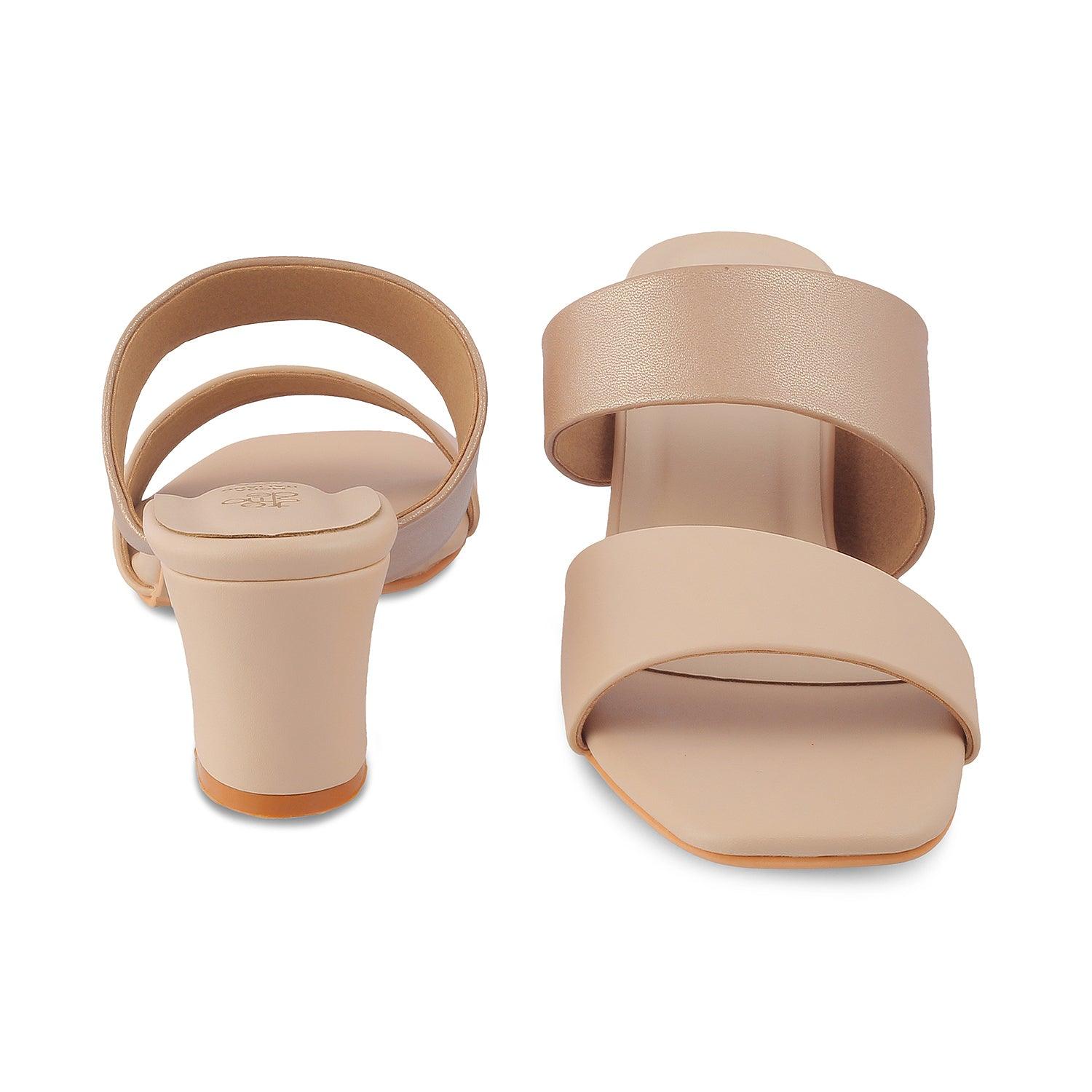 The Satania Beige Women's Dress Block Heel Sandals Tresmode - Tresmode