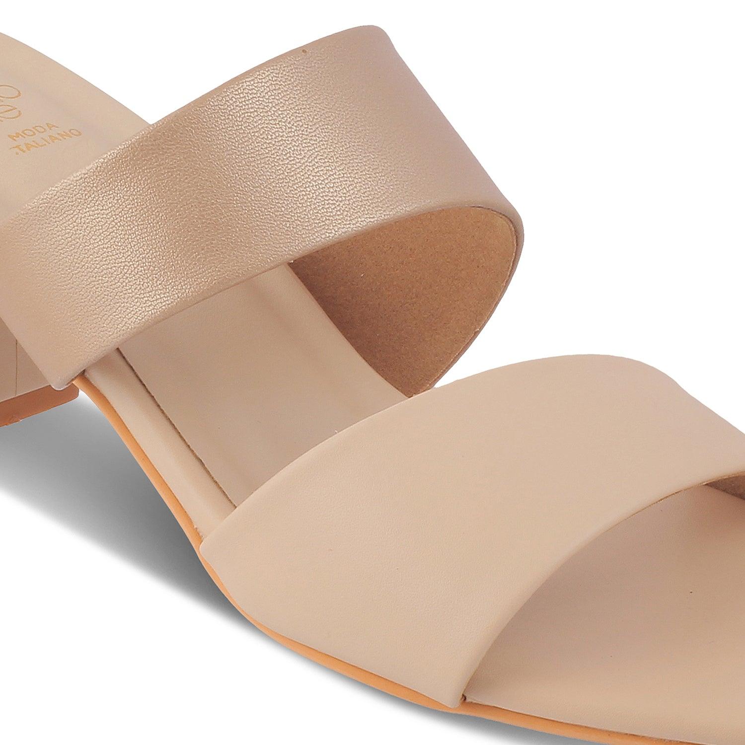The Satania Beige Women's Dress Block Heel Sandals Tresmode - Tresmode
