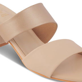 The Satania Beige Women's Dress Block Heel Sandals Tresmode - Tresmode