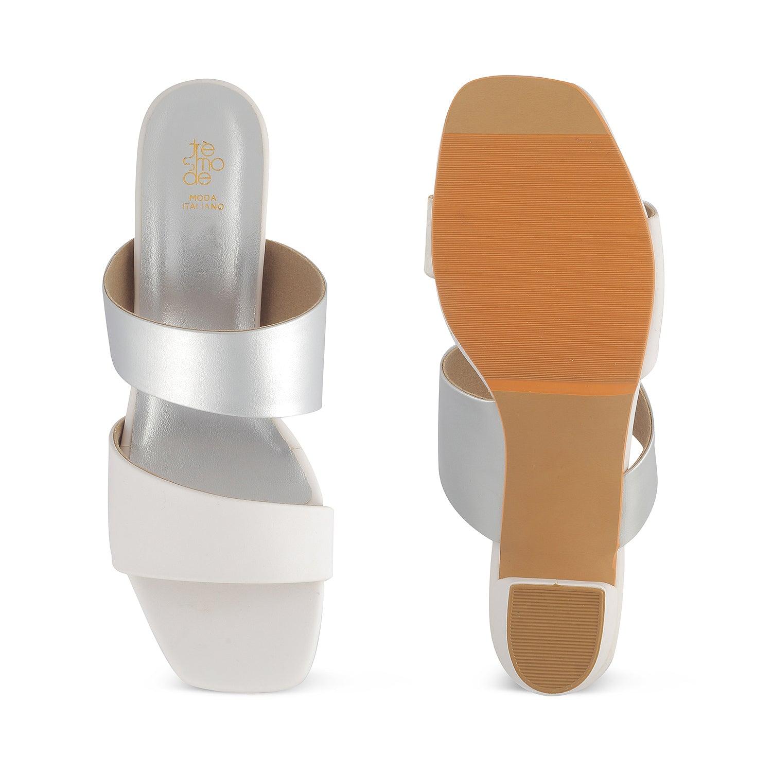 The Satania Silver Women's Dress Block Heel Sandals Tresmode - Tresmode