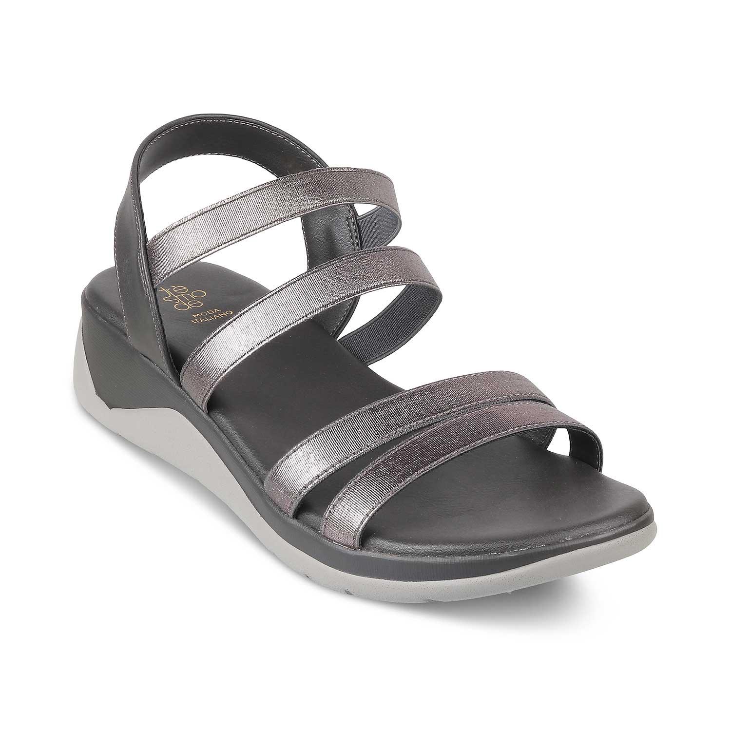 The Soni Pewter Women's Casual Wedge Sandals Tresmode - Tresmode