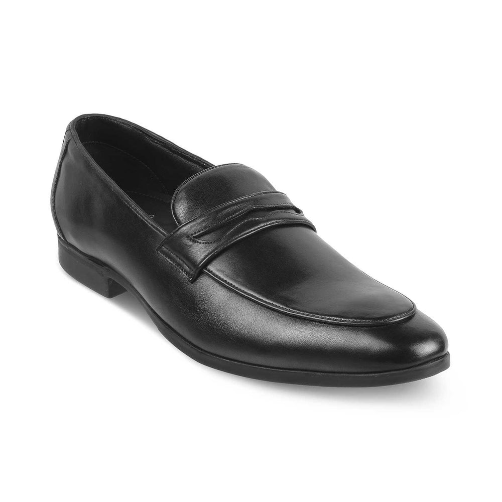 The Open-2 Black Men's Leather Loafers Tresmode