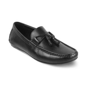 The Totie Black Men's Leather Driving Loafers Tresmode - Tresmode