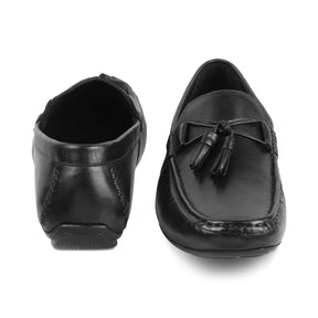 The Totie Black Men's Leather Driving Loafers Tresmode - Tresmode