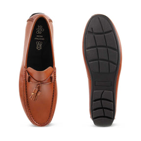 The Totie Tan Men's Leather Driving Loafers Tresmode - Tresmode