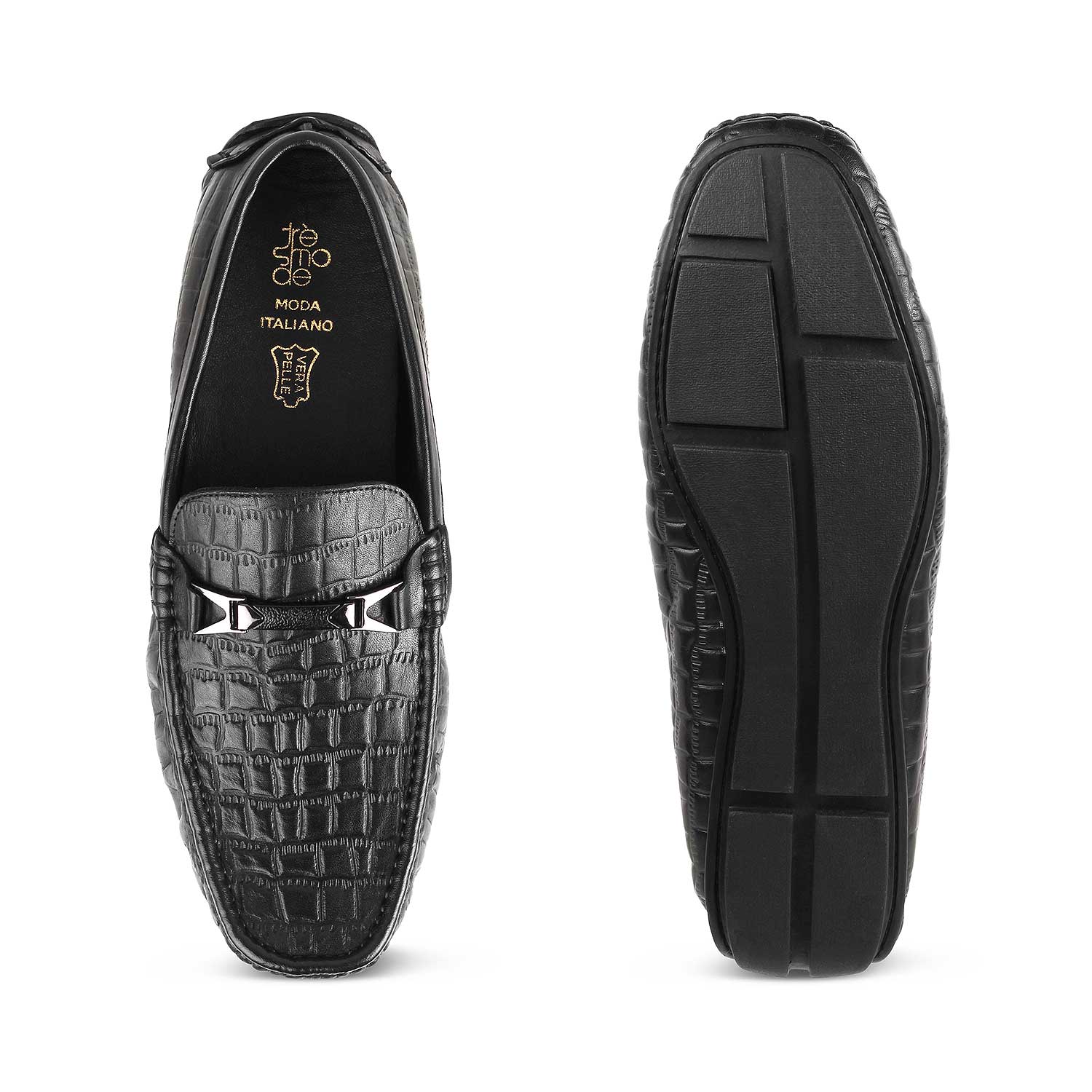 Hummer Black Men's Leather Driving Loafers Online at Tresmode.com