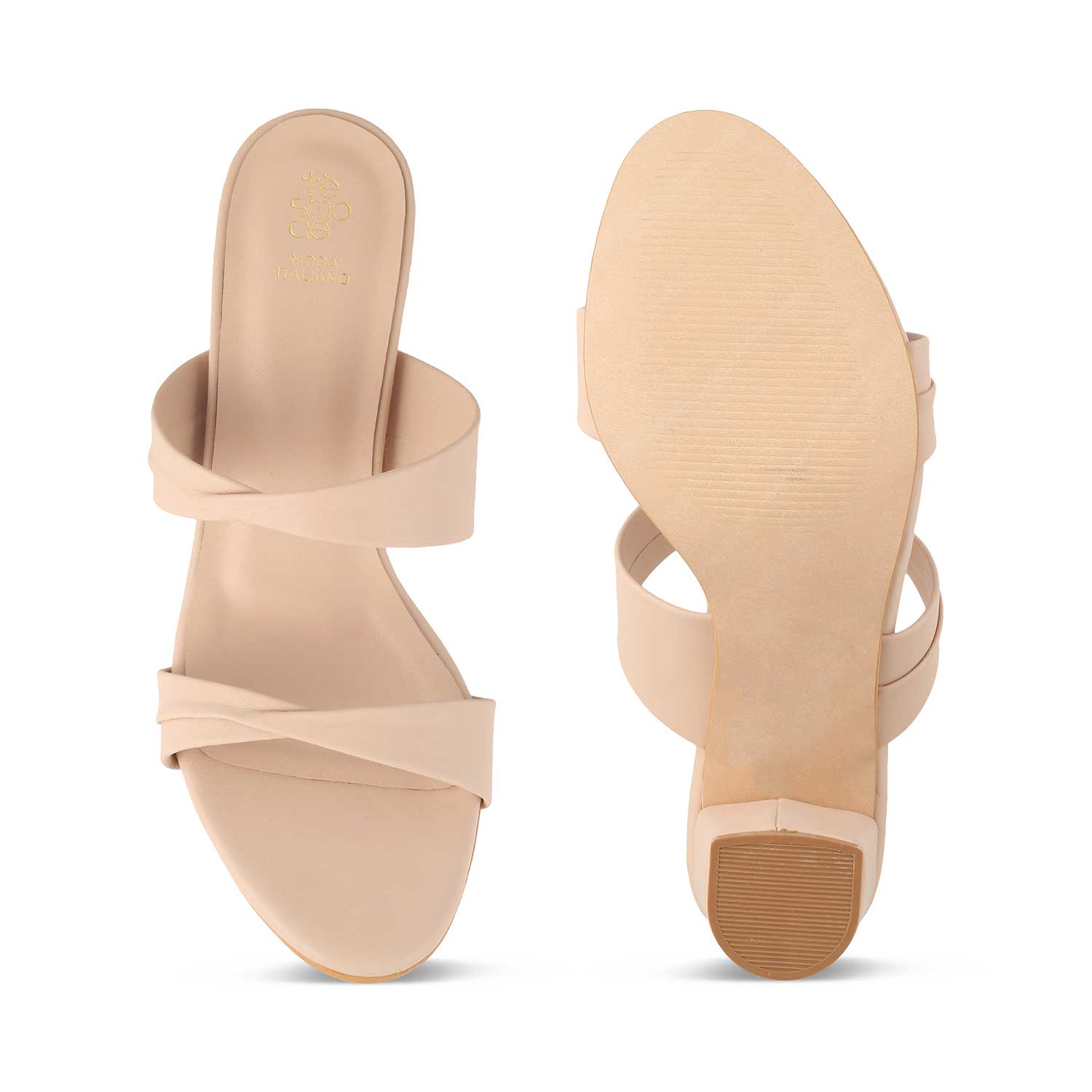Sofia Beige Women's Casual Block Heel Sandals Online at Tresmode